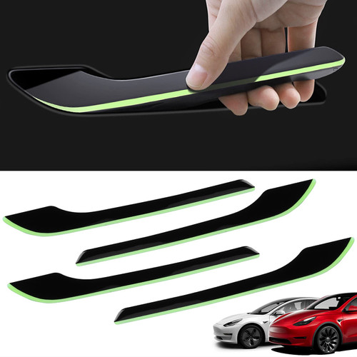 ONKENTET Luminous Door Handle Cover Compatible with Tesla Model 3 / Y Accessories Car Door Wrap Handle Covers Trims Protector Decoration Stickers Scratch Resistant Upgrade Protector (Set of 4 - Black)