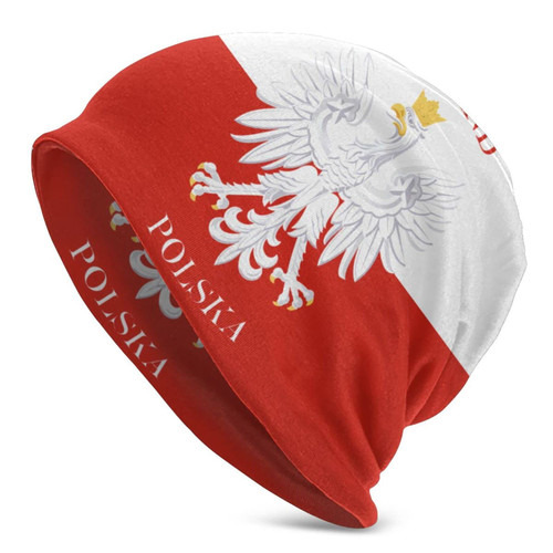 Niqqzit Polish Flag Poland Polska Beanie Hat for Men/Women Slouchy Beanie Ski Skull Cap Winter Thin Stretch Acrylic Knit Hat Black