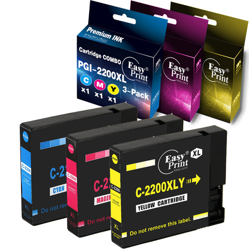 EASYPRINT (C/M/Y) Compatible Ink Cartridge Replacement for Canon PGI-2200 2200XL PGI2200XL Maxify MB5320 MB5120 MB5420 MB5020 iB4120 iB4020 Printer, (1 Cyan, 1 Magenta, 1 Yellow, High Yield) EASYPRINT (C/M/Y) Compatible Ink Cartridge Replacement for Canon PGI-2200 2200XL PGI2200XL Maxify MB5320 MB5120 MB5420 MB5020 iB4120 iB4020 Printer, (1 Cyan, 1 Magenta, 1 Yellow, High Yield)