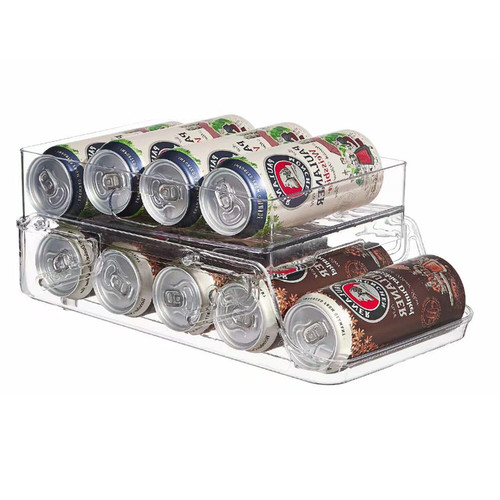Soda Can Organizer for Refrigerator?Automatic Rolling Beverage Drink Can Storage Organizer,Plastic Dispenser Bin?Stackable Can Drink Holder for Cabinets,Camping, Fridge, Freezers