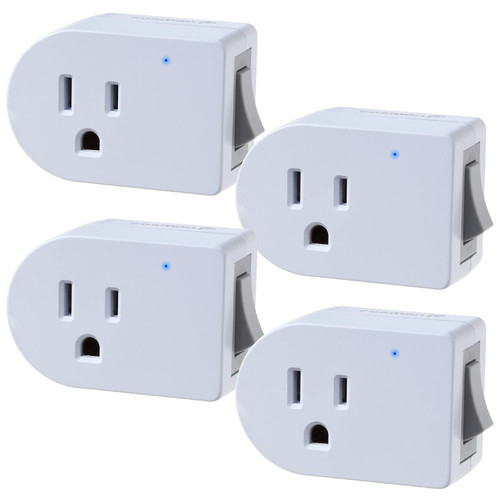 Fosmon ON/Off Switch, Grounded Outlet Switch (4 Pack), 3 Prong Plug in Electrical Switch, 245J Single Port Electric Switch Adapter Surge Protector, Power Switch Outlet Extender, White, ETL Listed