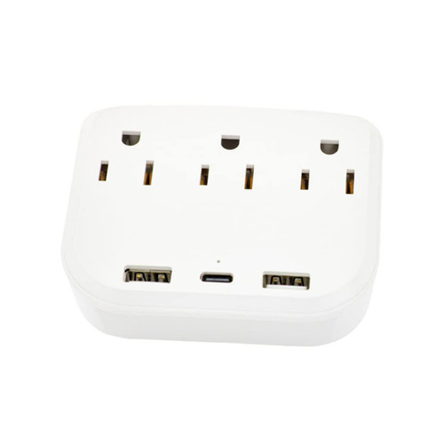 Multi Plug Outlet Extender with USB C Port Wall Outlet Surge Protector Adapter with 2 USB Charging Ports and 3 AC Outlets Electrical Plug Extender for Travel, Home, Office, Dorm and Car