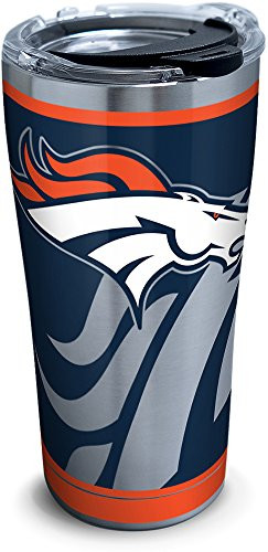 Tervis 1299931 NFL Denver Broncos Rush Stainless Steel Tumbler, 20 oz, Silver