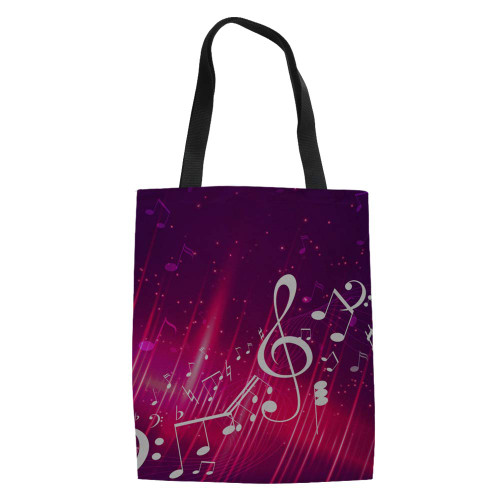 HUGS IDEA REusable Canvas Tote Bag Music High Note Treble Clef Pattern Handbag Shopper Grocery Bags