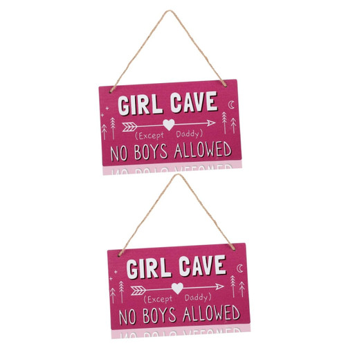 Garneck 2pcs wooden sign pink bedroom plank plaque girl cave sign girl cave room decor bedroom door sign kids room signs pink decorations wood wall decor rope hanging door child board