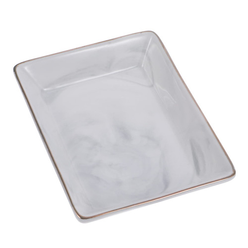 Zerodeko Marble soap Dish Ceramic Storage Tray Rectangular Tray Countertops Organizer Tray Menorah Tray Bathroom soap Drainer Accent Tray Cosmetic Vanity Tray tub Dessert Plate Ceramics