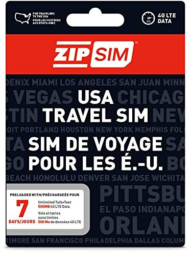 ZIP SIM Prepaid USA SIM For Travelers TALK+TEXT+DATA 7 Days Plan(Universal : Standard, Micro, Nano SIM)