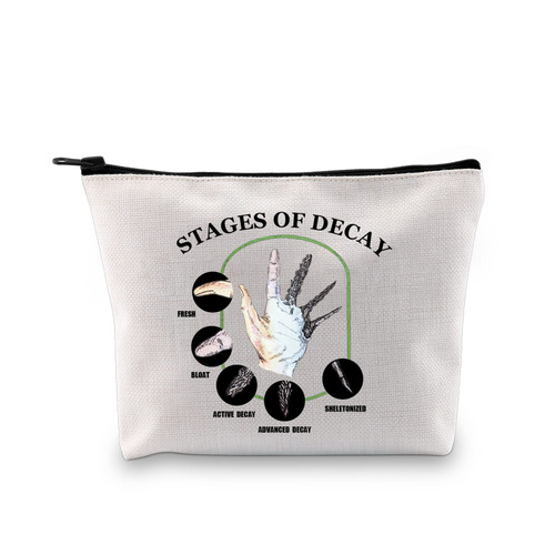 G2TUP Forensic Scientist Gift Stages Of Decay Makeup Bag Forensic Science Investigator Cosmetic Bag Criminologist Gift Travel Bag (Stages Of Decay White Bag)