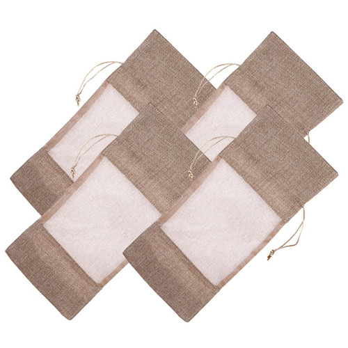 NIYANGLE 8 Pcs Burlap Wine Bottle Bag Wine Bags Wine Gifts Drawstring Wine Bag Burlap Wine Gift Bags Linen Wine Bottle Bags Christmas Drawstring Bag Diy Art Craft Fine Organza Decorations