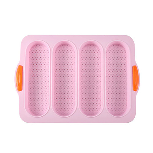 French Bread & Baguette Pans?Silicone Mould, Non Stick Sandwich French Bread Baking Pan, Baguette Tray, Hot Dog Bun Pan, Hoagie Roll Baking Pans, Baking Tools for Home Restaurant ( Color : Pink )