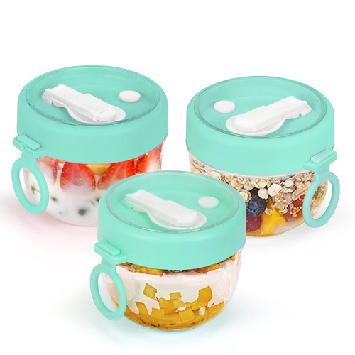 JACTZ 3 Pcs Overnight Oat Containers with Lids and Spoons,20oz Overnight Oats Jars,Leakproof Dessert Cups for Yogurt Breakfast On The Go Cups,Oatmeal Container Snack Containers(3green) JACTZ 3 Pcs Overnight Oat Containers with Lids and Spoons,20oz Overnight Oats Jars,Leakproof Dessert Cups for Yogurt Breakfast On The Go Cups,Oatmeal Container Snack Containers(3green)