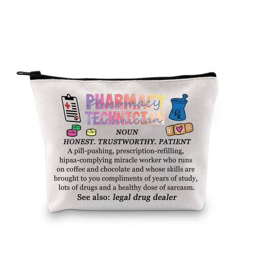 PXTIDY Pharmacist Gift RX Gifts Pharmacy Technician Definition Makeup Bag Pharmacy Tech Zipper Pouch Pharmacist Grad Gift