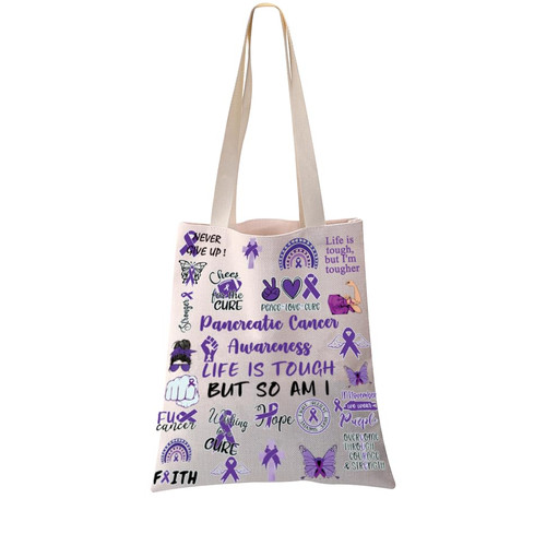 PXTIDY Pancreatic Cancer Awareness Gift Pancreatic Cancer Purple Ribbon Tote Bag Pancreatic Cancer Fighter Gift Warrior Gift PXTIDY Pancreatic Cancer Awareness Gift Pancreatic Cancer Purple Ribbon Tote Bag Pancreatic Cancer Fighter Gift Warrior Gift