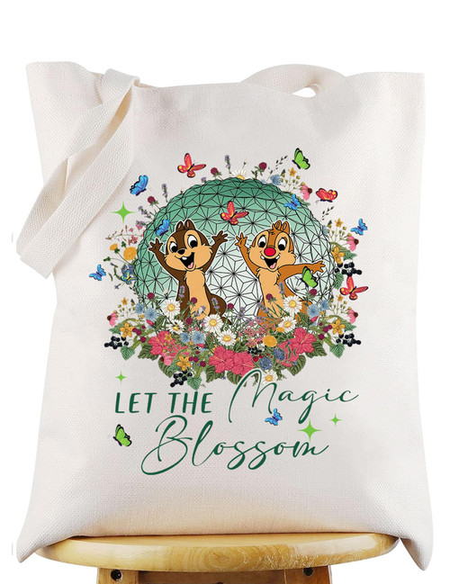 WZMPA Chip Dale Squirrel Tote Bag Squirrel Fans Gift Let The Magic Blossom Chip Dale Reusable Grocery Bag (Chip Dale Tote) WZMPA Chip Dale Squirrel Tote Bag Squirrel Fans Gift Let The Magic Blossom Chip Dale Reusable Grocery Bag (Chip Dale Tote)