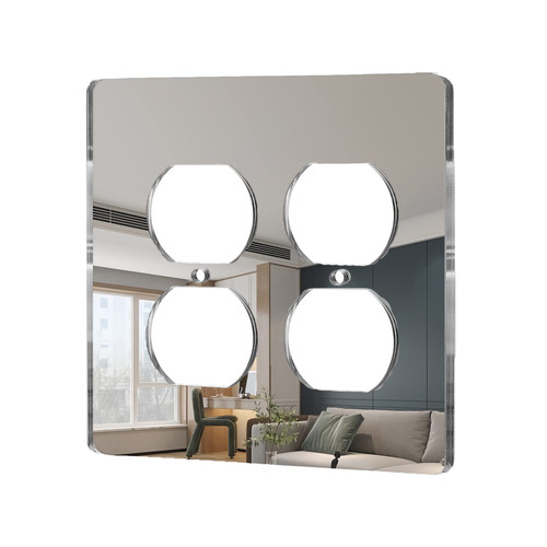 1 Pcs Mirror Outlet Covers Durable Light Switch Plates Acrylic Mirrored Double Gang Wall Plate Decorative Wall Outlet Cover Wall Plates For Electrical Outlets