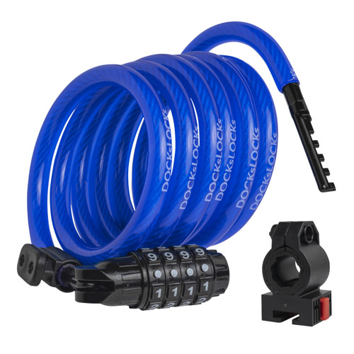 DocksLocks 4ft Bike Cable Lock Set, Coiled Cable with Resettable Combination Lock and Mounting Bracket, Compact Anti Theft Security Cable for Bikes, Bicycle, Scooters and More DocksLocks 4ft Bike Cable Lock Set, Coiled Cable with Resettable Combination Lock and Mounting Bracket, Compact Anti Theft Security Cable for Bikes, Bicycle, Scooters and More
