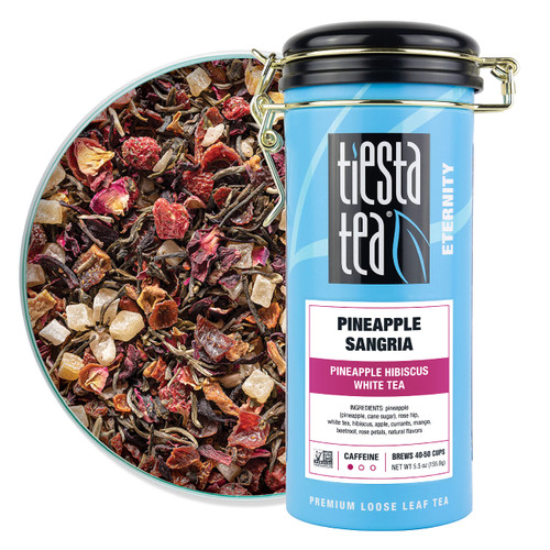 Tiesta Tea - Pineapple Sangria | Pineapple Hibiscus White Tea | Premium Loose Leaf Tea Blend | Low-Caffeinated Fruit Tea | Make Hot or Iced Up & 50 Cups - 5.5 oz Refillable Tin Can