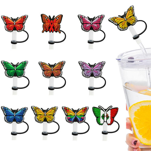 Straw Toppers for Tumblers, Silicone Straw Tip Covers, Reusable Drinking Straw Covers Cap, Splash Proof Straw Tips, Dust-Proof Straw Toppers for 7-8 mm Straws (Flowers Straw Cover) Type 2