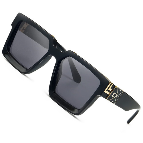 SHEEN KELLY Retro Rectangular Sunglasses Men Women Square Thick Vintage Punk Rock Hip Hop Glasses