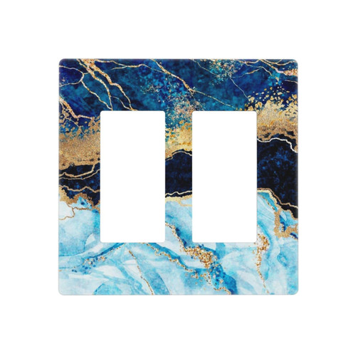 Turquoise Blue Marble 2 Gang Double Rocker/Decora Light Switch Cover Decorative Outlet Wall Plate Electrical Faceplate Home Farmhouse Art Panel Decor Screwless Turquoise Blue Marble 2 Gang Double Rocker/Decora Light Switch Cover Decorative Outlet Wall Plate Electrical Faceplate Home Farmhouse Art Panel Decor Screwless