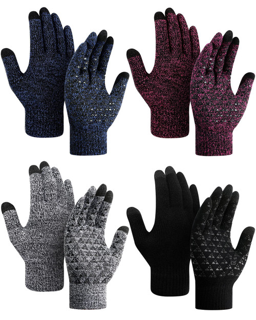 SATINIOR Winter Gloves for Men 4 Pairs Touch Screen Texting Warm Gloves Fleece Lined Thermal Cold Weather Gloves for Men (,)