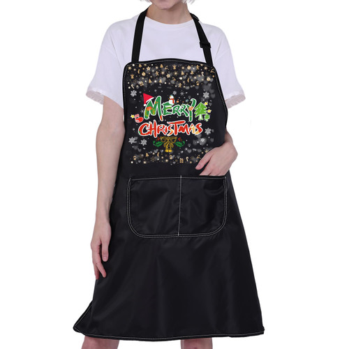 CMNIM Merry Christmas Apron for Women Men Merry Christmas Gifts Christmas Kitchen Cooking Aprons with Pockets Adjustable (1012 Christmas Apron)