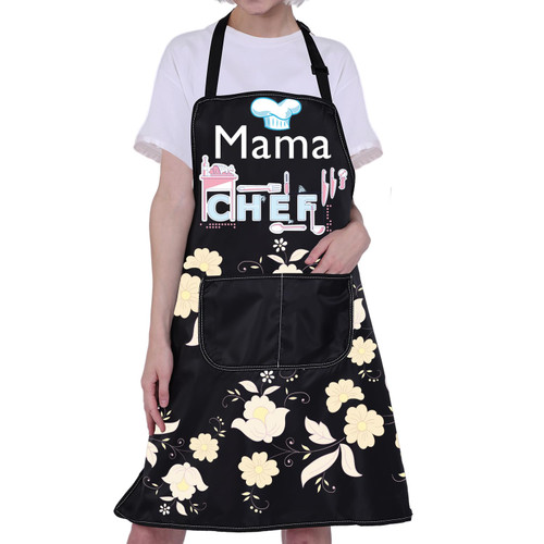 CMNIM Mama Chef Apron Kitchen Apron Mama Aprons for Women with Pockets Gifts for Mom Chef Apron for Cooking Baking Waterproof (Mama Chef Apron)