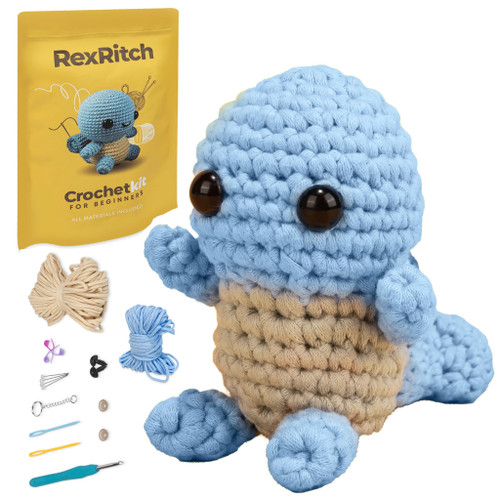 Crochet Kit for Beginners - Turtle Crochet Animal Kit with Step-by-Step guide, Full Crochet Accessories and Supplies. Beginner Crochet Kit For Adults and Kids - Perfect Knitting Kit to Crochet Animals