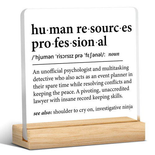 Human Resources Professional Gift, HR Gifts, Human Resources Gifts, Human Resources Professional Definition Clear Desk Decorative Sign 4x4 Inch HR Sign Home Office Desk Decor