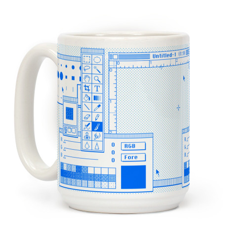 LookHUMAN Photoshop Pixel Tools White 15 Ounce Ceramic Coffee Mug