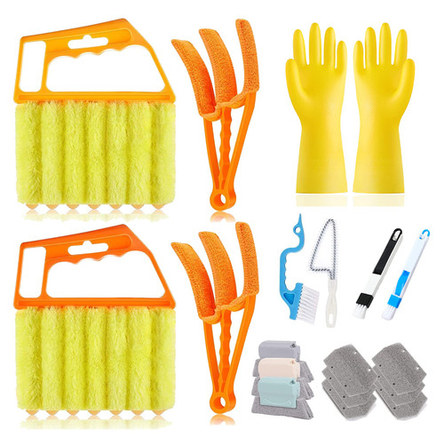 2 Pcs Blind Cleaner Duster Tool,Window Sill Cleaner Tool Set,Hand-held Microfiber Groove Gap Brush Duster for Wooden Window Blinds Shutters Air Conditioner Duster Car Vents, Washable and Removes Dirt