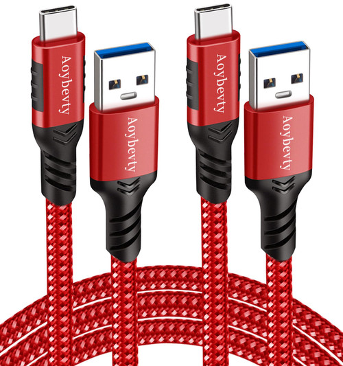 Aoybevty USB A to USB C Cable 3.3ft+6.6ft (Red), 10Gbps Data Transfer and 60W 3A Fast Charging Cable, USB C 3.1/3.2 Cable for Samsung Galaxy S22 S21 S20 S10 iPad Pro and Other Type-C Devices