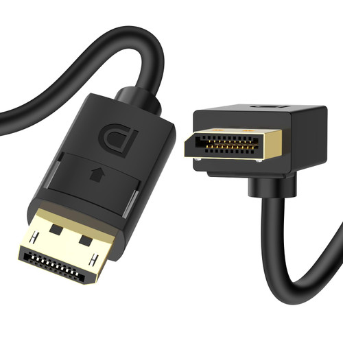 J&D Angled Displayport 1.4 Cable, 90-Degree Upward Right Angle Displayport Cable V1.4 Support up to 8K/60Hz, 4K/144Hz, 6.5 Feet