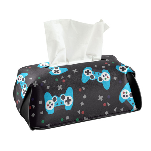 CaTaKu Funny Cute Game Tissue Box Holder,Tissue Box Cover Rectangle, PU Leather Kleenex Facial Tissue Cube Boxes for Car Bathroom Office