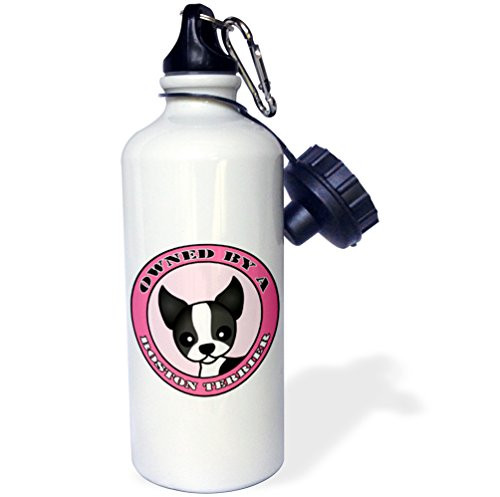 3dRose wb_47647_1 Owned By a Boston Terrier-Pink-Sports Water Bottle, 21 oz, White 3dRose wb_47647_1 Owned By a Boston Terrier-Pink-Sports Water Bottle, 21 oz, White