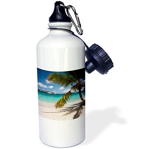 3dRose wb_134961_1"USVI, St John. Beach, Honeymoon BaySalomon Bay CA37 TDR0023 Trish Drury" Sports Water Bottle, 21 oz, White