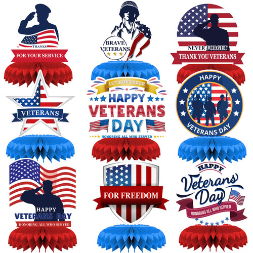 Veterans Day Decorations Happy Veterans Day Centerpiece for Veterans Party Supplies, 9PCS