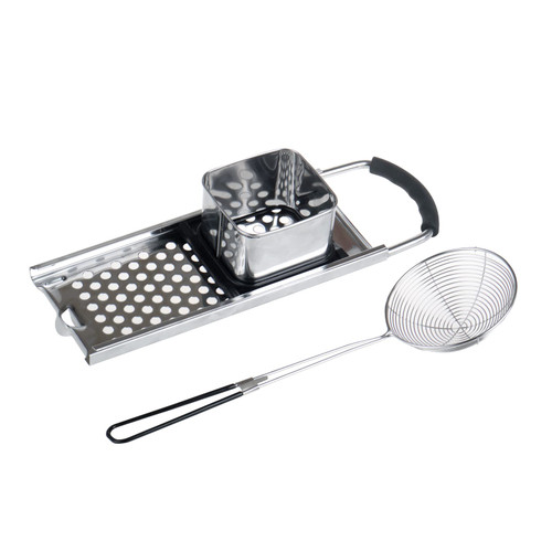 Stainless Steel Spaetzle Maker with Comfort Grip Handle, Widen Plastic Handle with Skimmer Spider Strainer, Homemade Traditional German Egg Noodle Dumpling Making Tool Set?Making Spaetzles