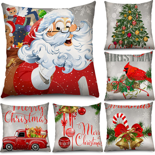 Tatuo Set of 6 Christmas Pillow Case Christmas Pillow Covers Christmas Cushion Covers Vintage Christmas Pillow Covers Pillowcase Snowflakes Pillow Covers for Sofa Bed Car 18 x 18 Inch