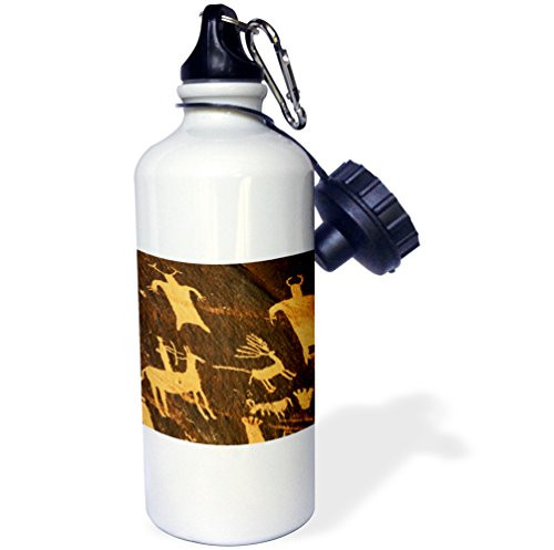 3dRose wb_147223_1"Petroglyphs, Newspaper Rock, Canyonlands, Utah, USA-US45 DBN0005-David Barnes" Sports Water Bottle, 21 oz, White