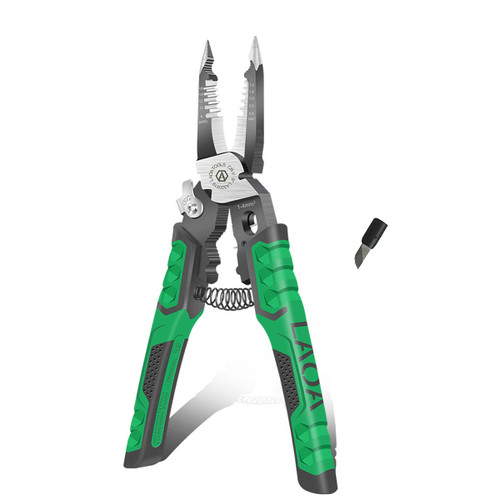 LAOA Electrician Pliers Wire Stripper Wire Stripper Tool,9-in-1 Multifunctional Needle Nose Pliers for Clamping,Tightening Screws,Stripping Wires,Cutting Cables,Iron Wires,Opening Wires