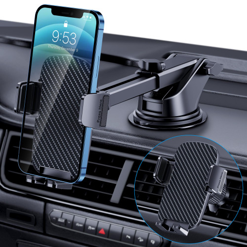 Car Phone Holder [Military-Grade Suction] Phone Stand for Car [Super Stable] Automobile Car Mount for iPhone Universal Car Accessories Air Vent Dashboard Windshield Mount Fit All iPhone Smartphones