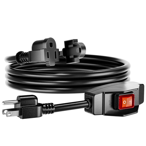 KASONIC 6 FT 3 Prong Outdoor Extension Cord with Weatherproof Switch, 14 AWG/3C SJTW Extension Cable Inline On/Off Switch, 15A 125V 1875W, Grounded Outlets Plugs with Safety Cover, ETL Listed