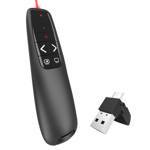 Presentation Clicker for Powerpoint, Wireless Presenter for Presentation, Laser Pointer Presentation Remote, USB-A & USB-C/Type-C for PPT/Keynote/Google Slides, Laptop/MacBook/Mac/Windows/Linux
