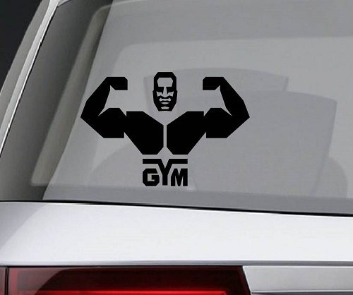 In-Style Decals Vinyl Decal Art Sticker 6" w x 4" h Bodybuilding Fitness Gym Emblem Sign Strong Man Bodybuilder Sport Removable Design for Car Truck Window Bumper Laptop Wall 3033