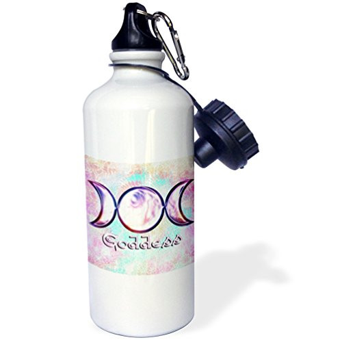 3dRose wb_103657_1 Triple Moon Goddess Wiccan Symbol Surreal Digital Art-Sports Water Bottle, 21 oz, White