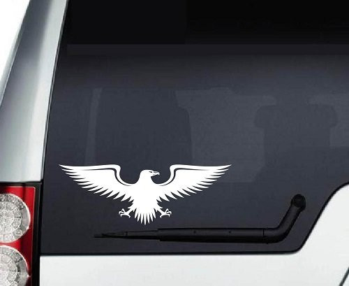In-Style Decals Vinyl Decal Art Sticker 6" w x 2.1" h Eagle Symbol Bird Falcon Removable Design for Car Truck Window Bumper Laptop Wall 3089