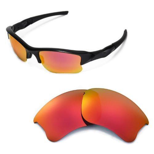 Walleva Replacement Lenses For Oakley Flak Jacket XLJ Sunglasses - Multiple Options Available (Fire Red Mirror Coated - Non Polarized)