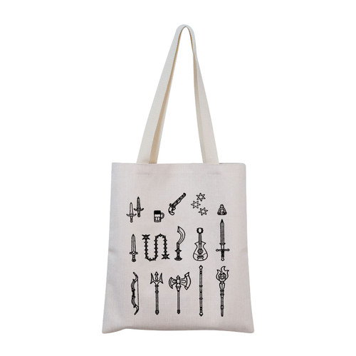 TSOTMO Damage Dealer Tote Bag Dragons Game Gift DD Weapons Bag For Gamer DND Game Accessories Bag Game Gaming Gift (GameWeapons)