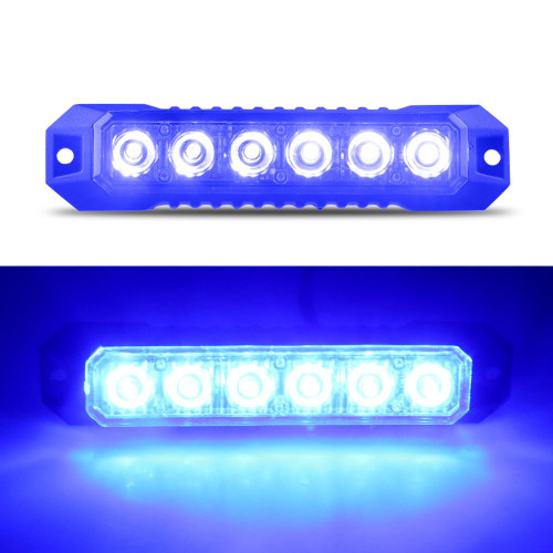 Raryloy LED Emergency Strobe Flashing Grille Strobe Lights for Trucks 6LED Surface Mount Strobe Warning Emergency Flashing Blue Light For Car Truck Van Off Road Vehicle ATV SUV